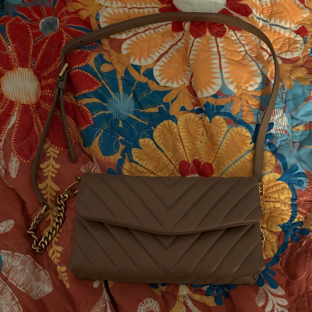 Quince Brown Chevron Crossbody Bag